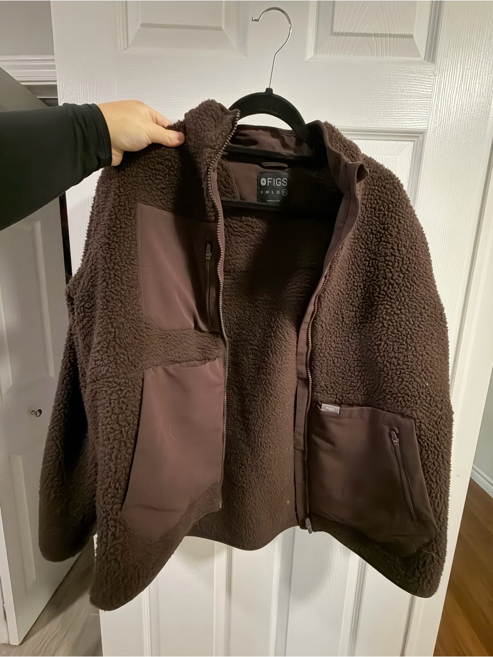 FIGS Espresso Sherpa Zip Jacket
